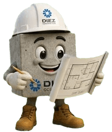 Cubito señalando un plano de construcción
